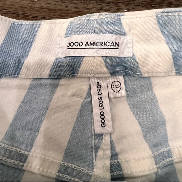 Good American Good Legs Baby Blue and White Stripped Cropped Denim - Picture 9 of 9